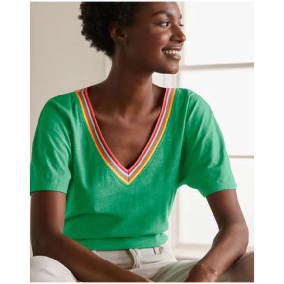 Anthropologie Tops - BODEN Beatrice Short Sleeve V-Neck Multicolor Blouse